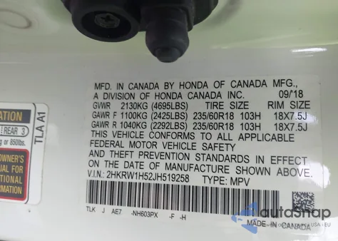 2018 Honda Cr-V Ex from USA, damaged, VIN 2HKRW1H52JH519258